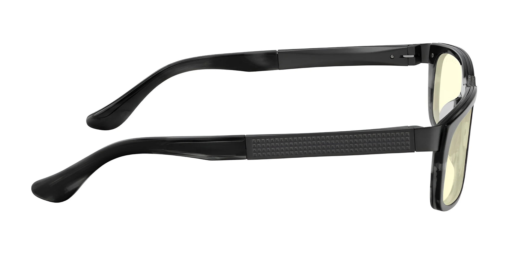 The sleek Gunnar Tahoe Computer Glasses, Size 55, in black, combine rectangular lenses and textured arms for comfort. With blue light blocking technology, they offer excellent digital screen protection.