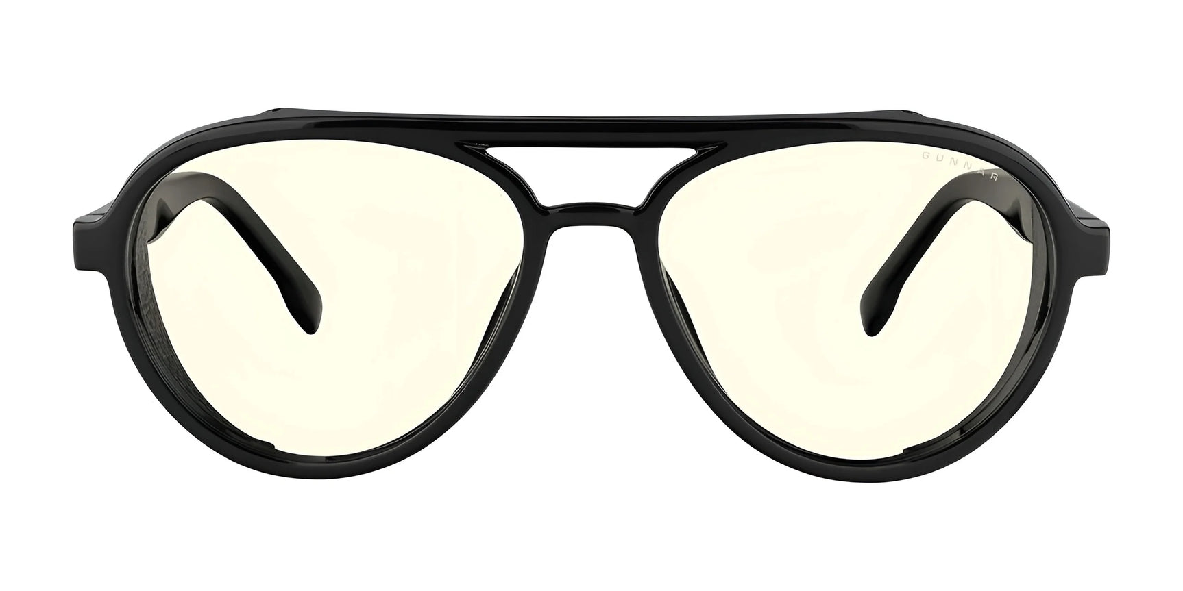 Gunnar Tallac Computer Glasses | Size 57 feature a black aviator style with clear lenses, boasting a prominent curved top bar and a sturdy premium acetate frame by Gunnar.