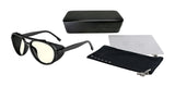 Gunnar Tallac Computer Glasses | Size 57, featuring a premium acetate frame, come with a protective case, cleaning cloth, and soft pouch on a white background.