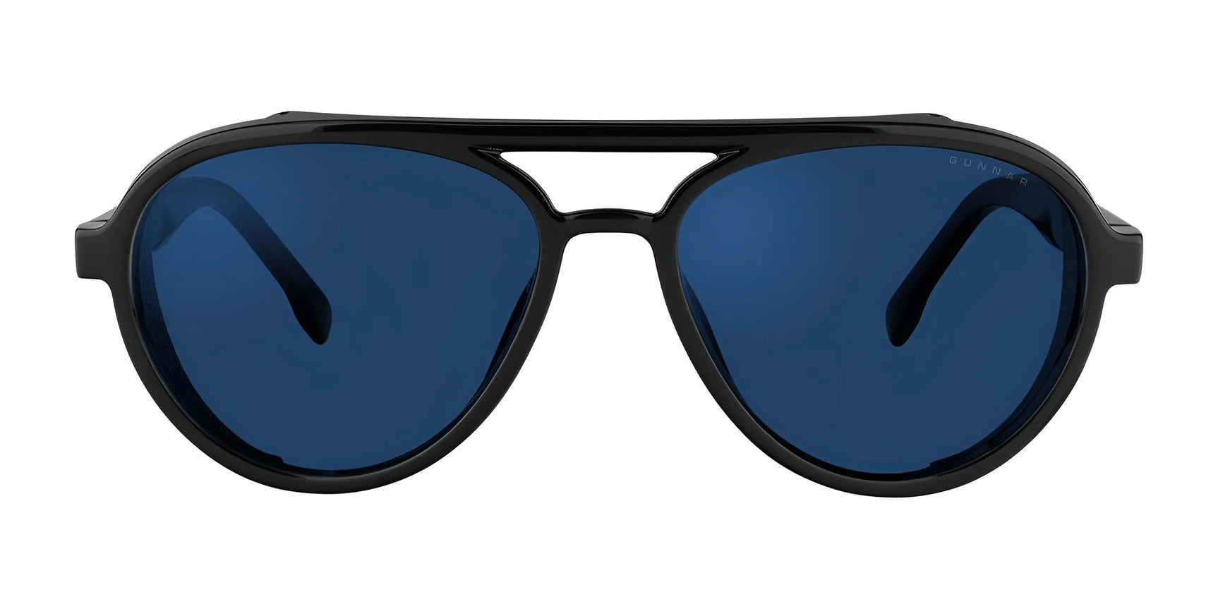 Gunnar Tallac Sunglasses, size 57, offer a mountaineer style with black frames and blue lenses. They feature a double bridge design and provide UV protection.