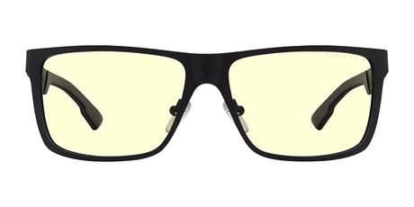 Gunnar Call of Duty UAV Edition Computer Glasses, Size 57, feature rectangular black-rimmed aluminum-magnesium frames with yellow-tinted lenses, shown from the front.