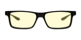 Gunnar Vertex Computer Glasses | Size 55 feature a black nylon frame and yellow-tinted lenses for enhanced blue light protection, shown on a white background.