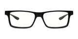 The Gunnar Vertex Computer Glasses in black feature a durable nylon frame and lightly tinted lenses for blue light protection, elegantly set against a white background.