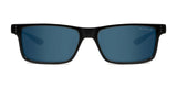Gunnar Vertex Sunglasses feature black rectangular design, durable nylon frame, blue UV-protective lenses, and small silver dots near the hinges. Size 55.