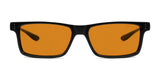 The Gunnar Vertex Computer Glasses, size 55, feature black nylon frames with orange-tinted lenses that offer blue light protection.