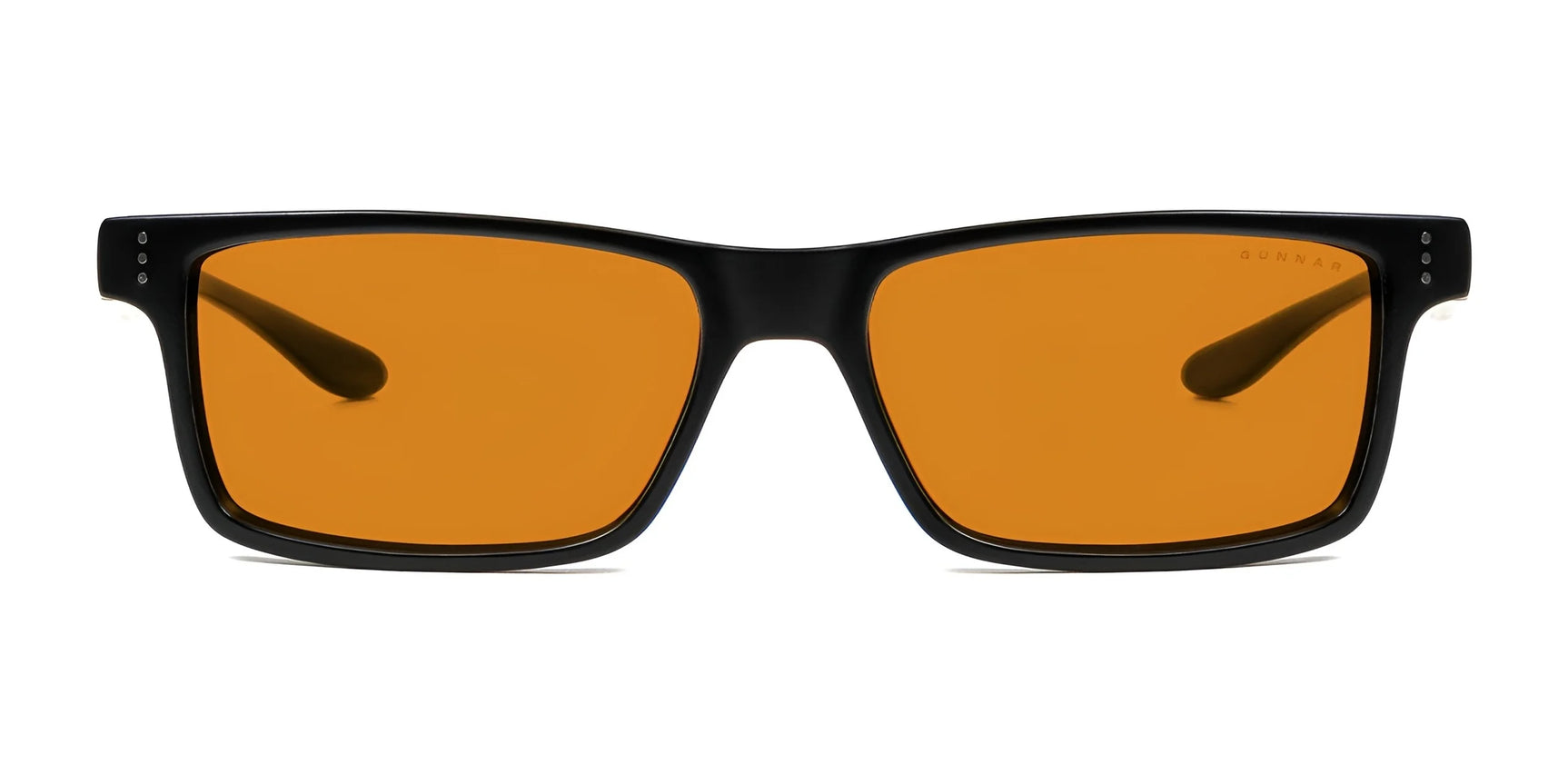 The Gunnar Vertex Computer Glasses, size 55, feature black nylon frames with orange-tinted lenses that offer blue light protection.