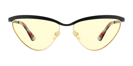 The Gunnar Tokidoki Year of the Dragon cat-eye glasses feature yellow lenses, a bold black top edge, and multicolored temples. With Gunnar lens technology, they offer style and protection in one chic package. Size 52.