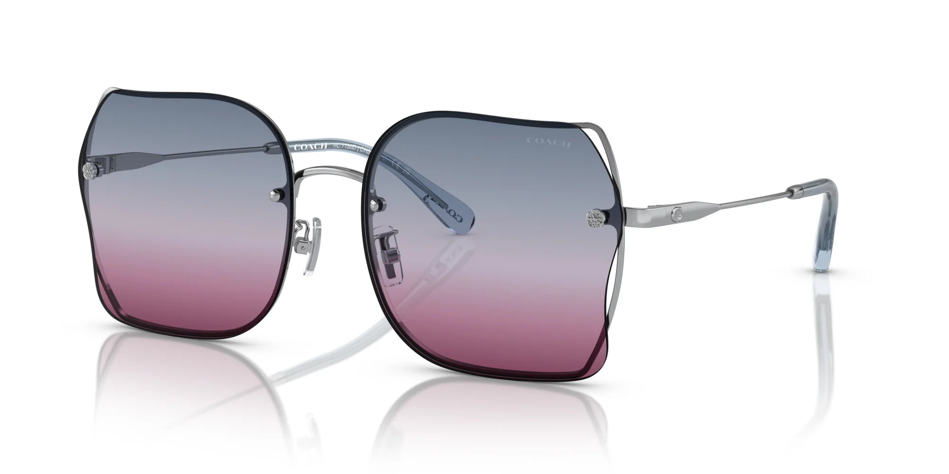 Coach CH574 HC7150D Sunglasses Shiny Silver / Blue Purple Pink Gradient