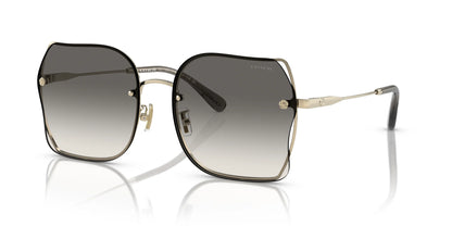 Coach CH574 HC7150D Sunglasses Shiny Light Gold / Black Grey Sand Gradient