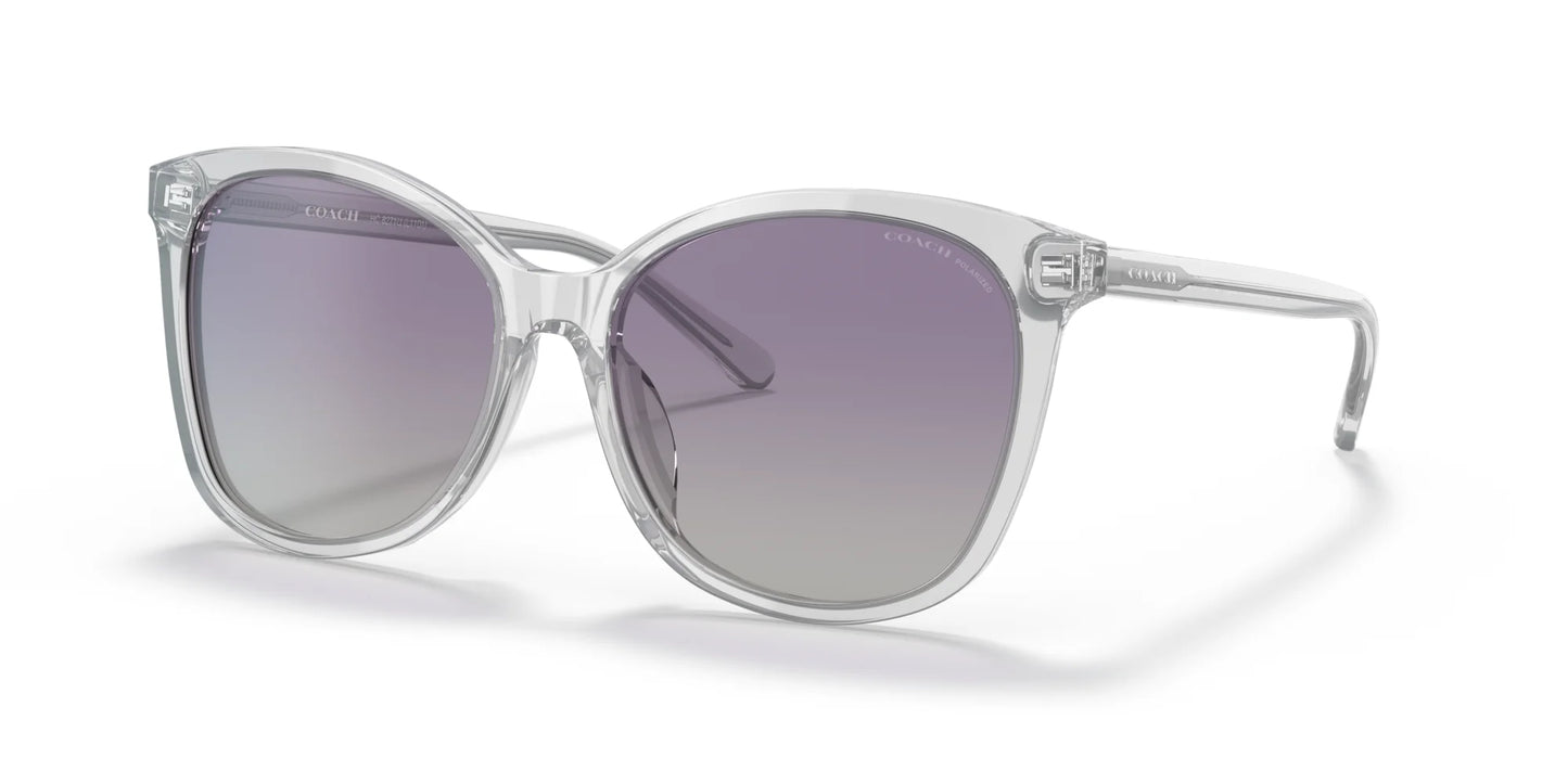Coach L1101 HC8271U Sunglasses Transparent Grey / Purple Grey Gradient Polar
