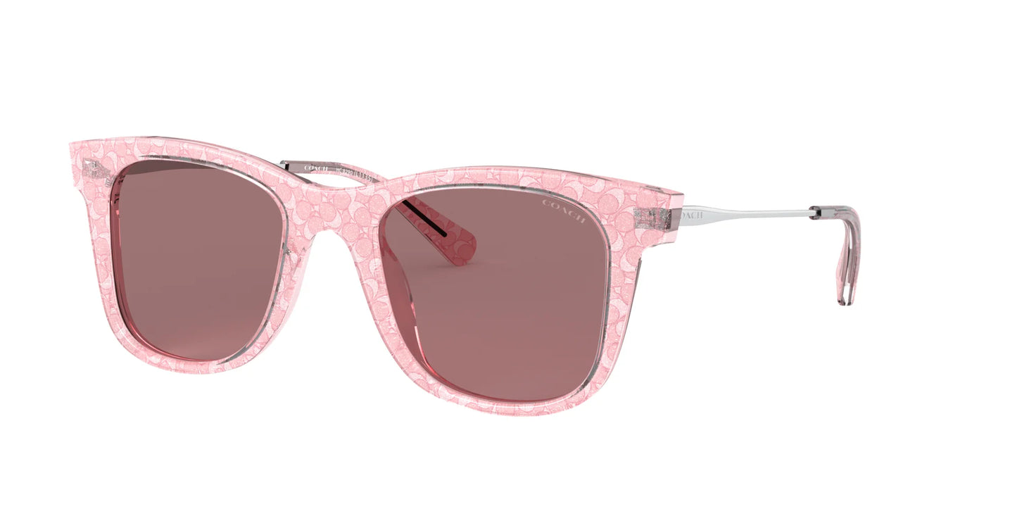 Coach L1135 HC8290 Sunglasses Pink Glitter Signature C / Burgundy