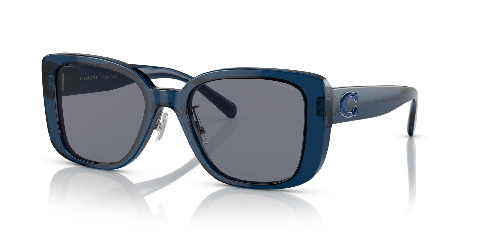 Coach CD472 HC8352 Sunglasses Transparent Blue / Blue Solid