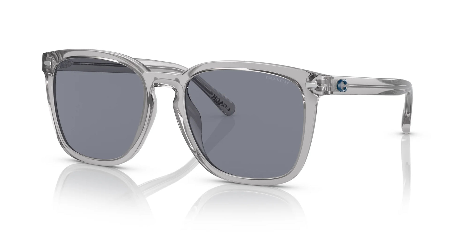Coach CD458 HC8354U Sunglasses Transparent Grey / Dark Blue Solid
