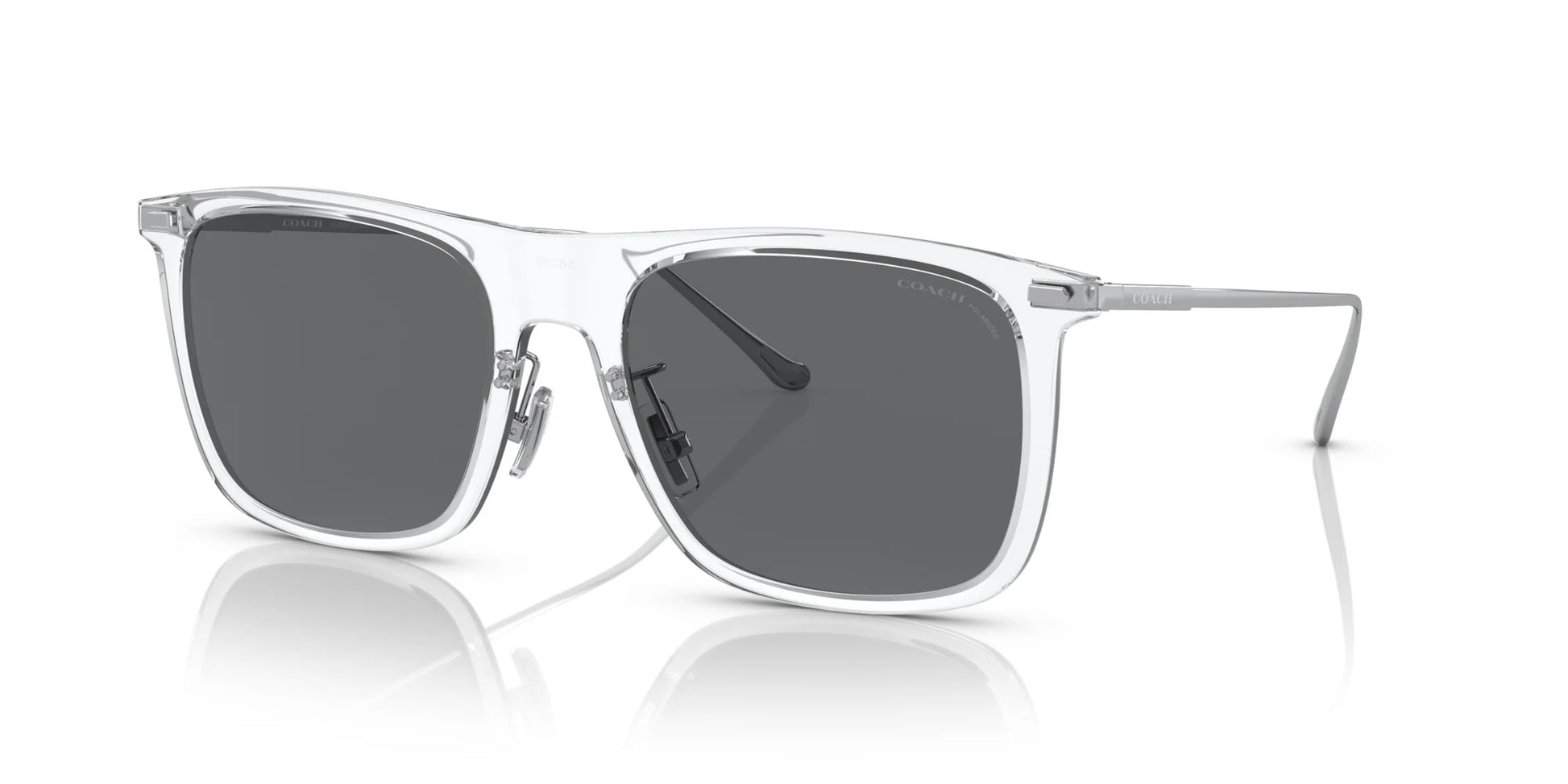 Coach CD456 HC8356 Sunglasses Clear / Gray Solid Polar