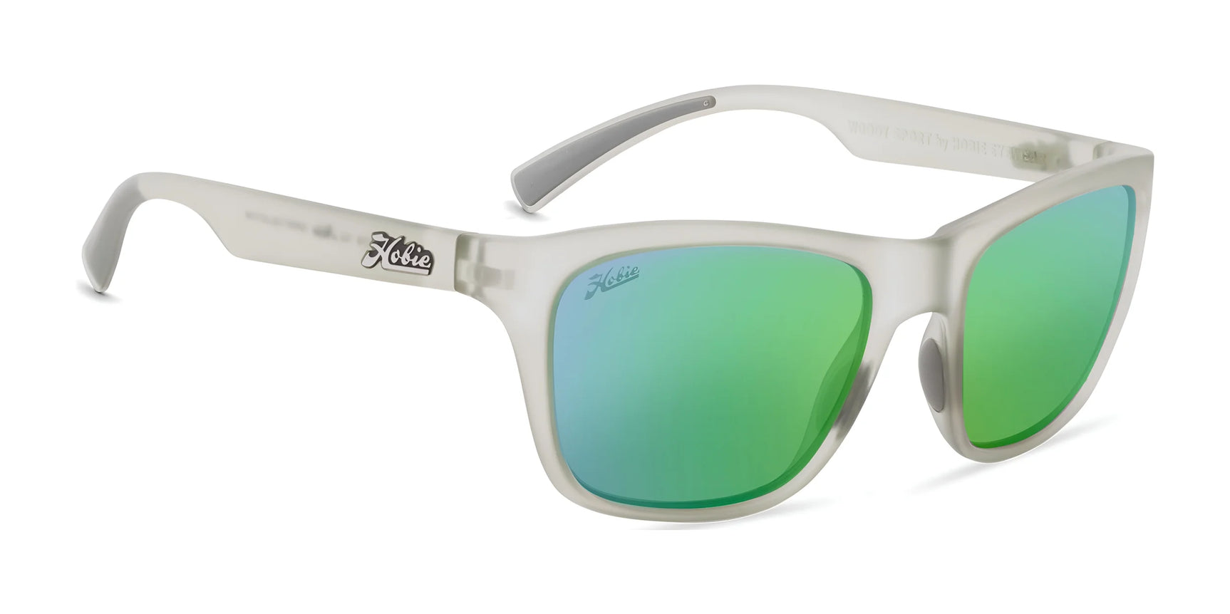 Hobie Eyewear WOODY SPORT Sunglasses Satin Crystal Grey / Sea Green Mirror
