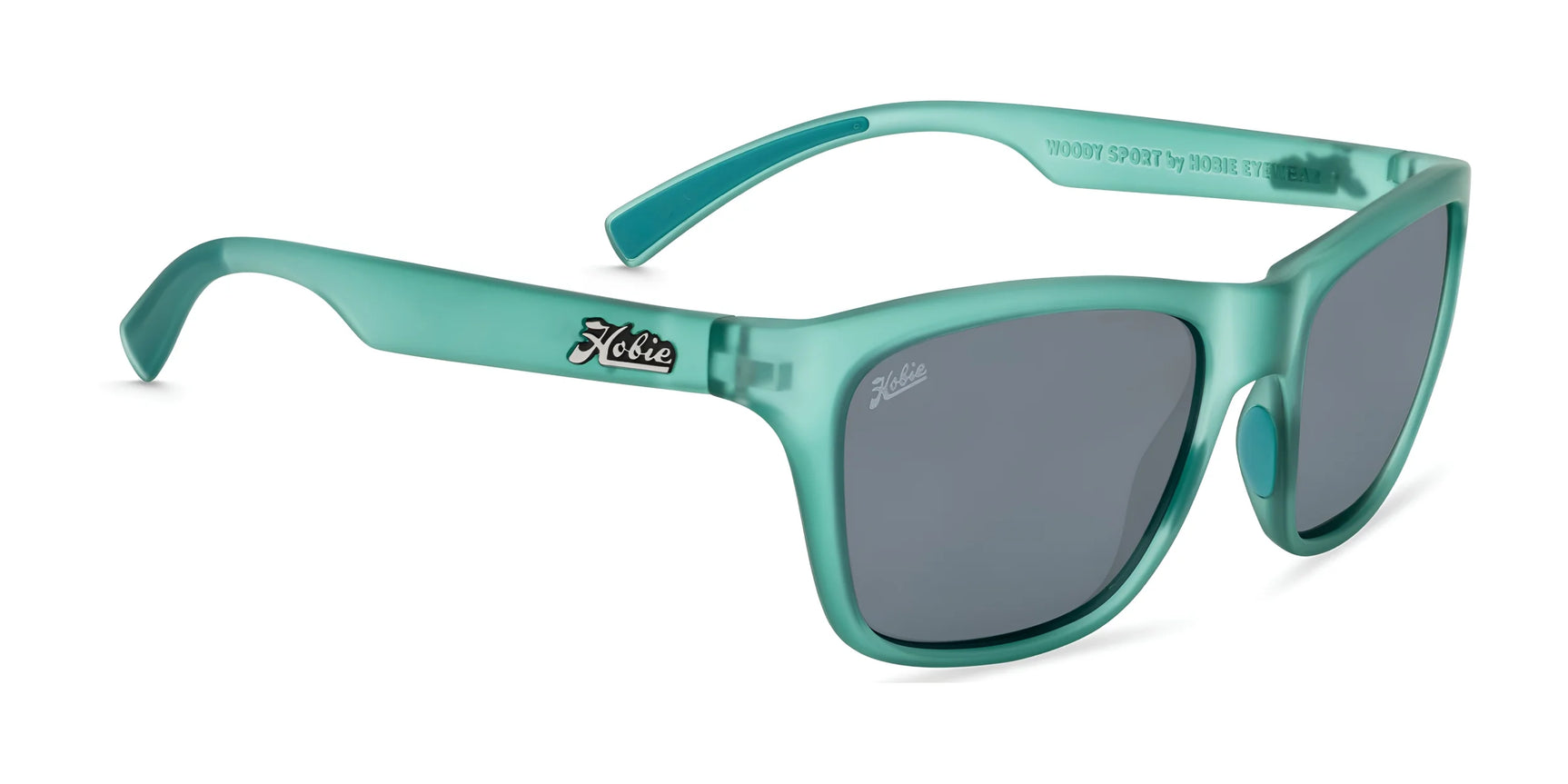Hobie Eyewear WOODY SPORT Sunglasses Satin Crystal Teal / Grey w/ Flash