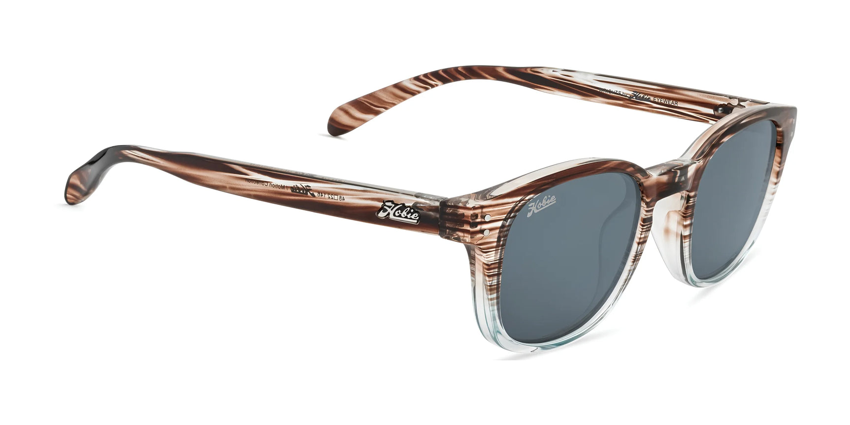 Hobie Eyewear WRIGHTS Sunglasses Shiny Wood Grain / Aqua Blue Fade / Grey w/ Flash