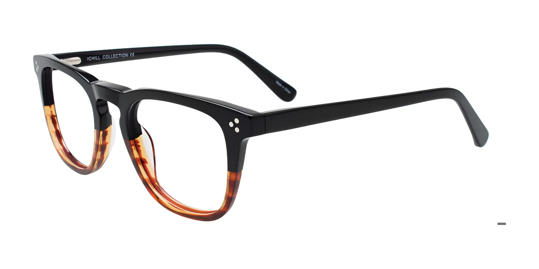 iCHILL C7059 Eyeglasses Black & Transparent Striped Brown