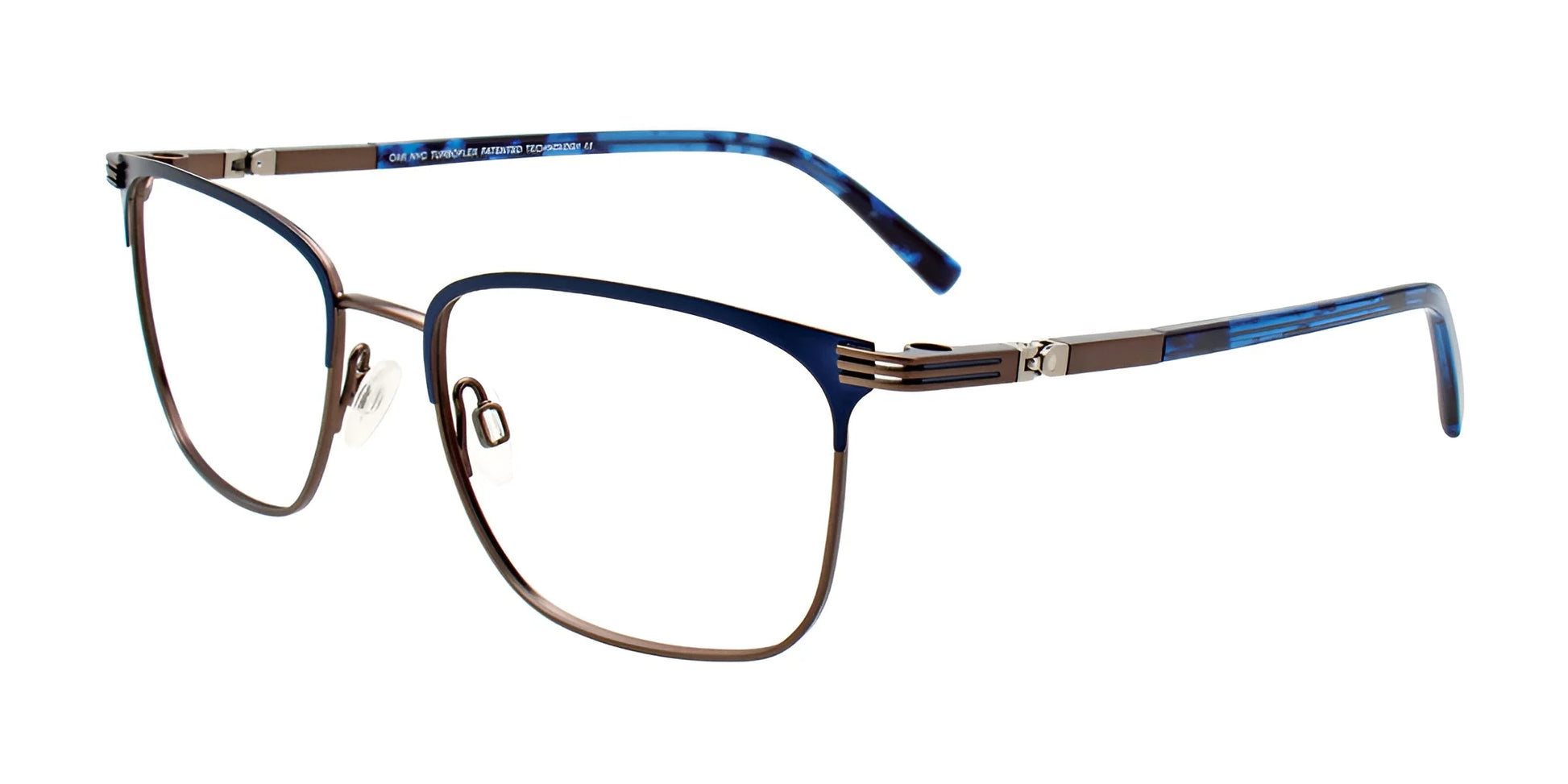 OAK NYC O3000 Eyeglasses with Clip-on Sunglasses Matt Blue & Matt Light Brown