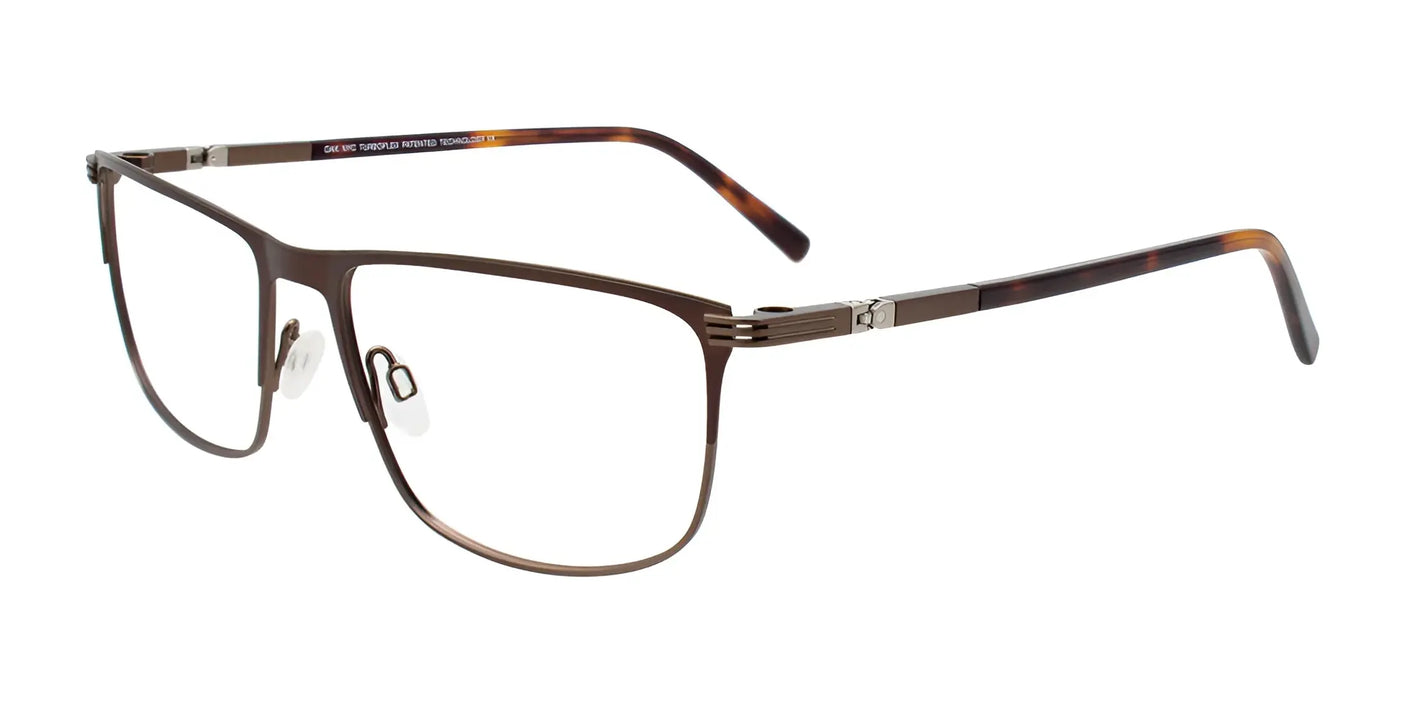 OAK NYC O3001 Eyeglasses with Clip-on Sunglasses Matt Dark Brown & Matt Light Brown