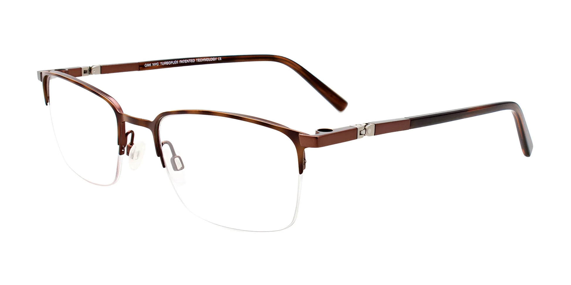 OAK NYC O3009 Eyeglasses with Clip-on Sunglasses Shiny Demi Brown