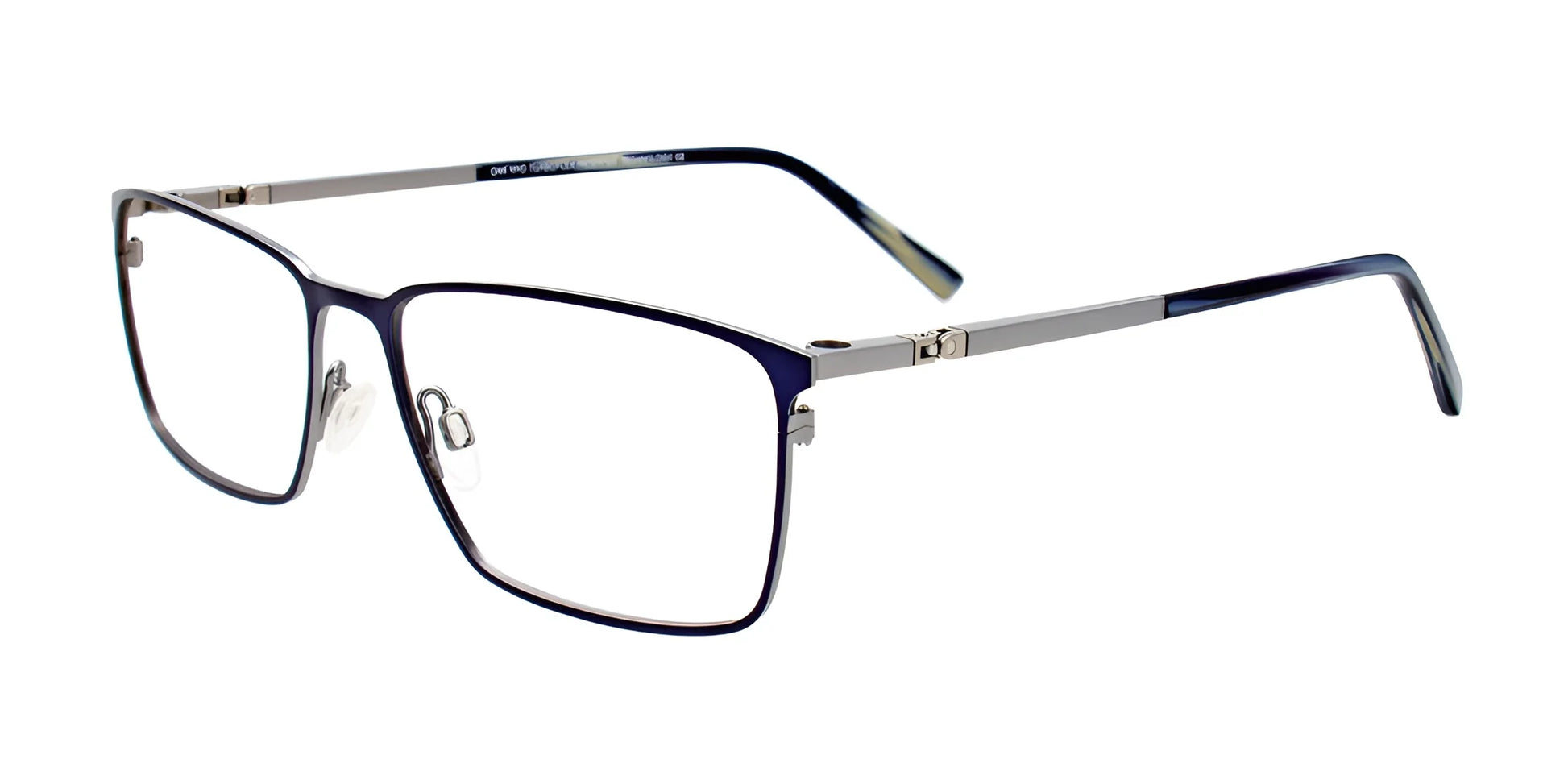 OAK NYC O3013 Eyeglasses with Clip-on Sunglasses Satin Blue & Steel / Satin Blue & Steel