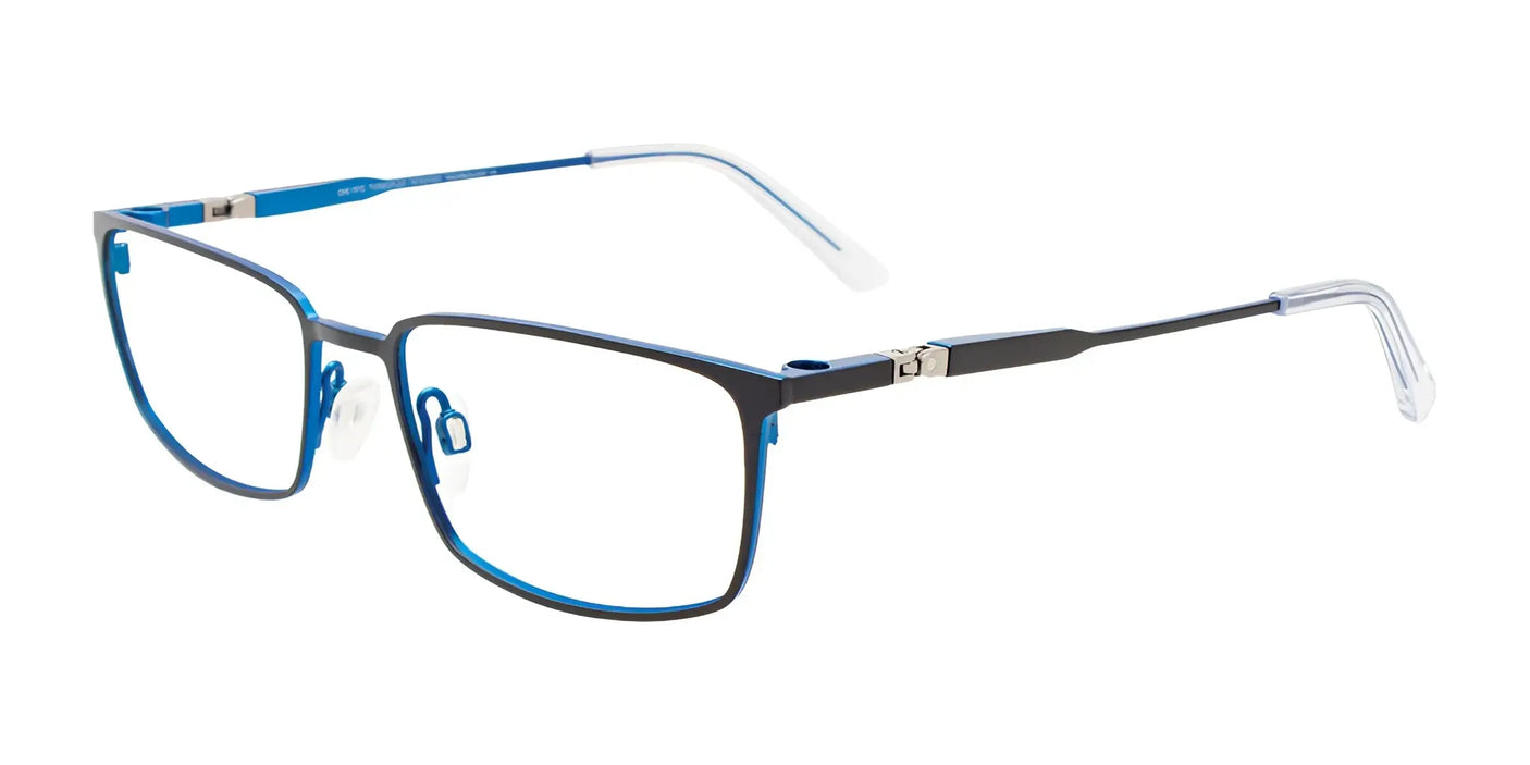 OAK NYC O3018 Eyeglasses with Clip-on Sunglasses Black & Blue