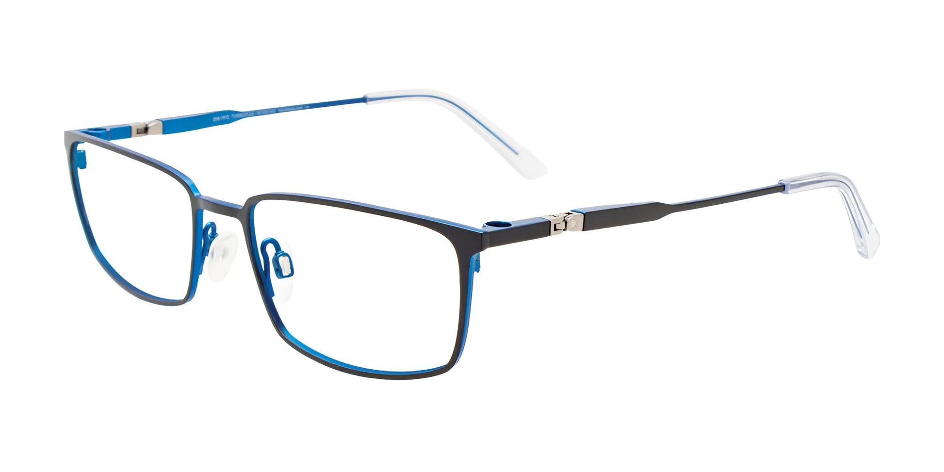 OAK NYC O3018 Eyeglasses with Clip-on Sunglasses Black & Blue