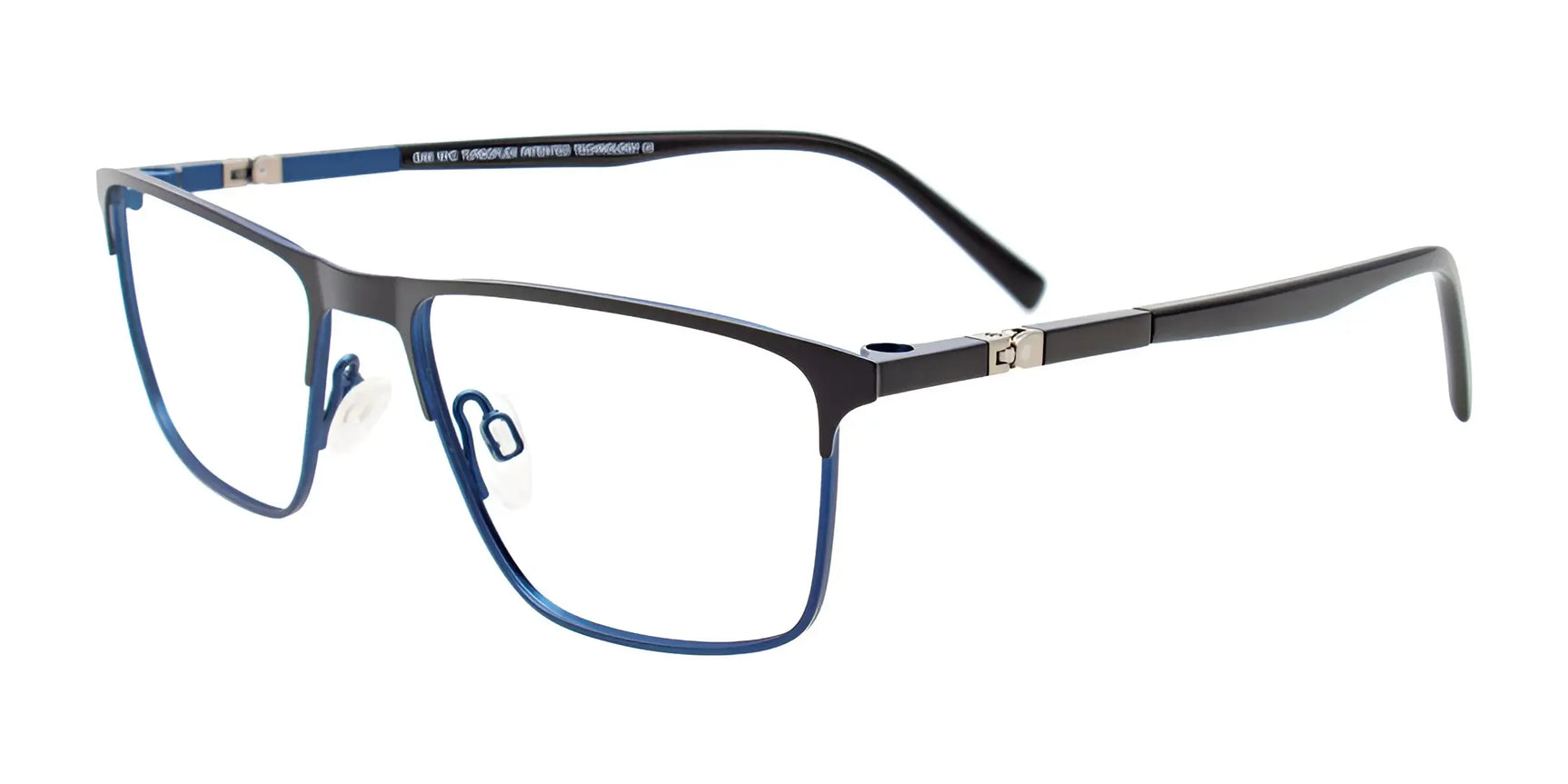 OAK NYC O3019 Eyeglasses with Clip-on Sunglasses Black & Blue