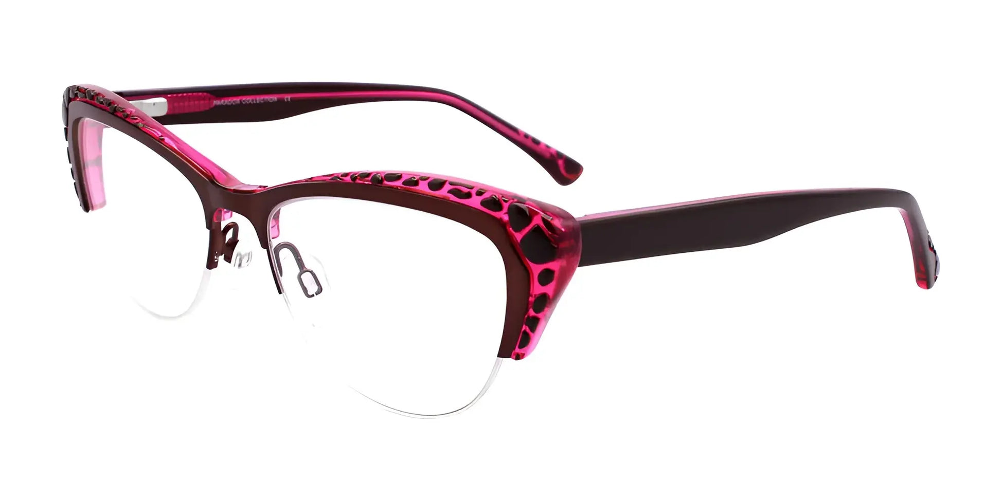 Paradox P5024 Eyeglasses Dark Pink & Dark Brown