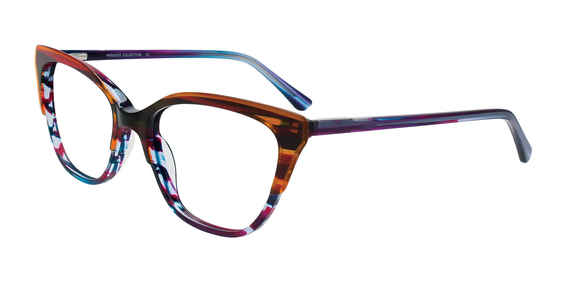 Paradox P5095 Eyeglasses Striped Blue Mix & Clear Bright Brown Top