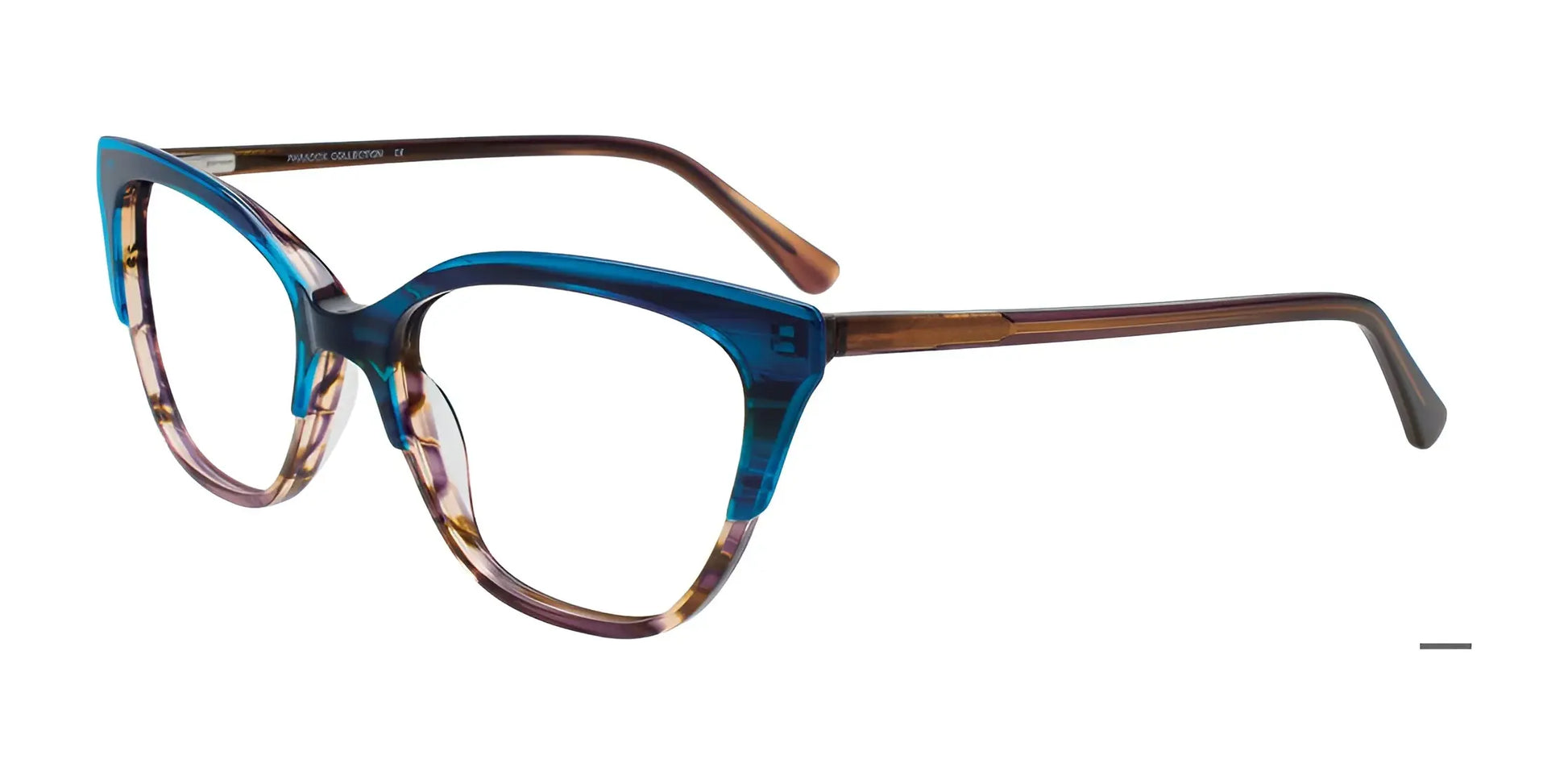 Paradox P5095 Eyeglasses Striped Brown & Clear Bright Blue Top