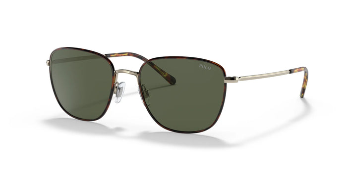 Polo PH3134 Sunglasses | Size 53 / Shiny Pale Gold / Bottle Green (3N 9.7%)