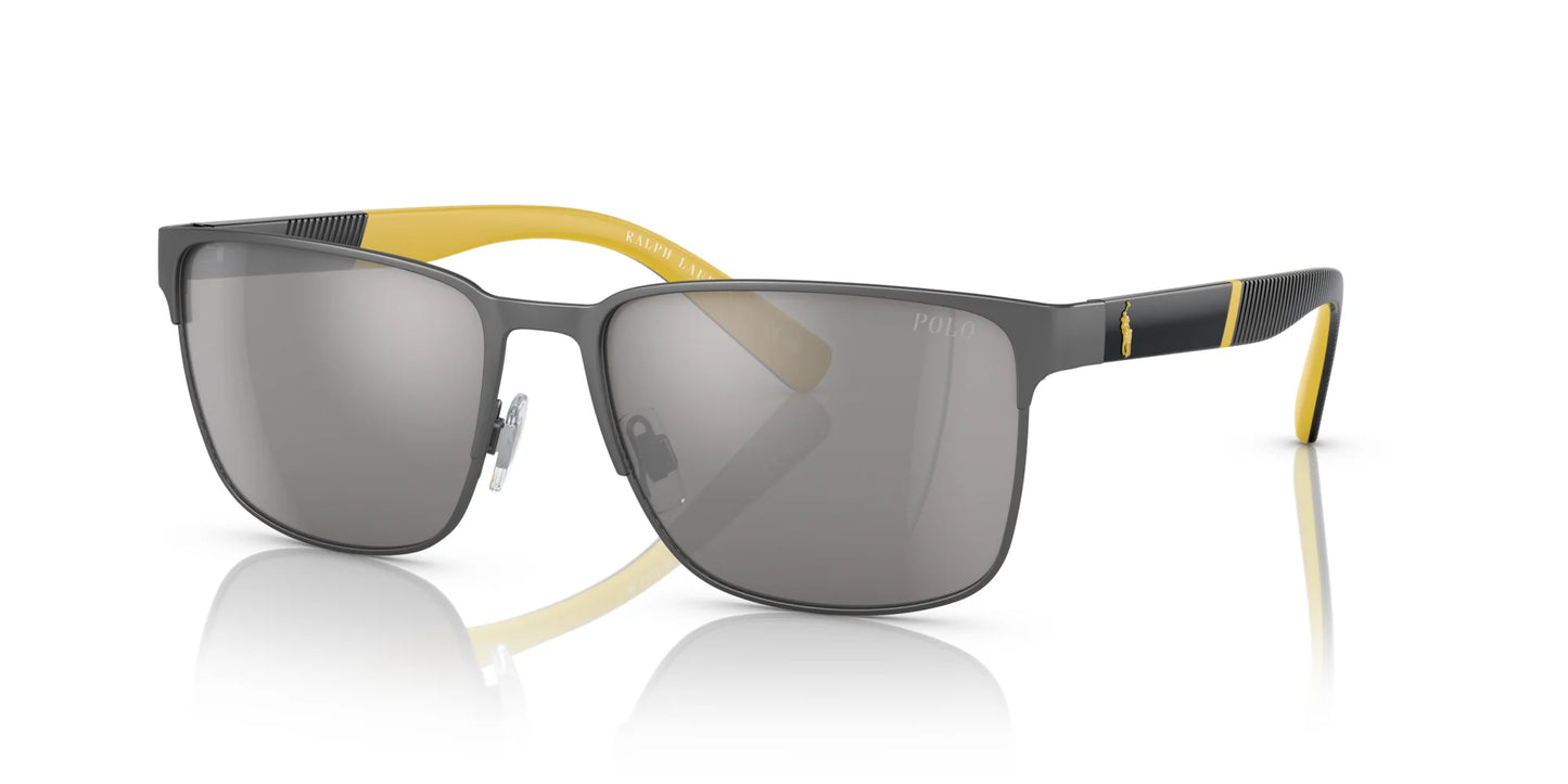 Polo PH3143 Sunglasses Semishiny Dark Gunmetal / Light Gray Mirror Silver