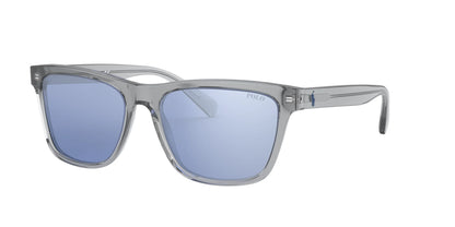 Polo PH4167 Sunglasses Shiny Transparent Grey / Light Blue Mirror Silver
