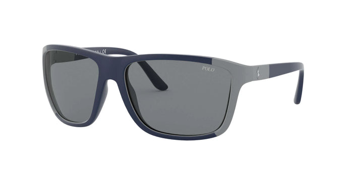 Polo PH4155 Sunglasses / Matte Grey / Rubber Navy Blue №581087 / Light Grey (2N 19%) / Size 62