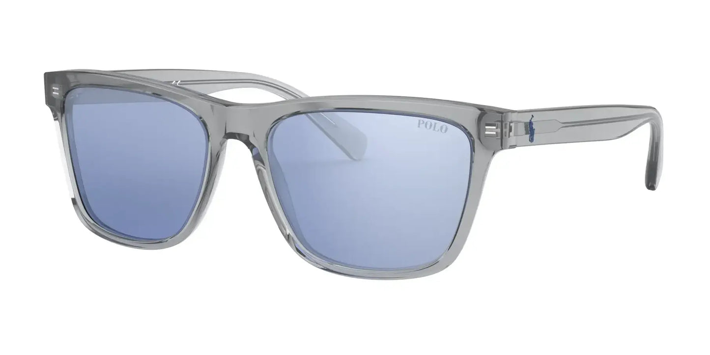 Polo PH4167 Sunglasses Shiny Transparent Grey / Light Blue Mirror Silver