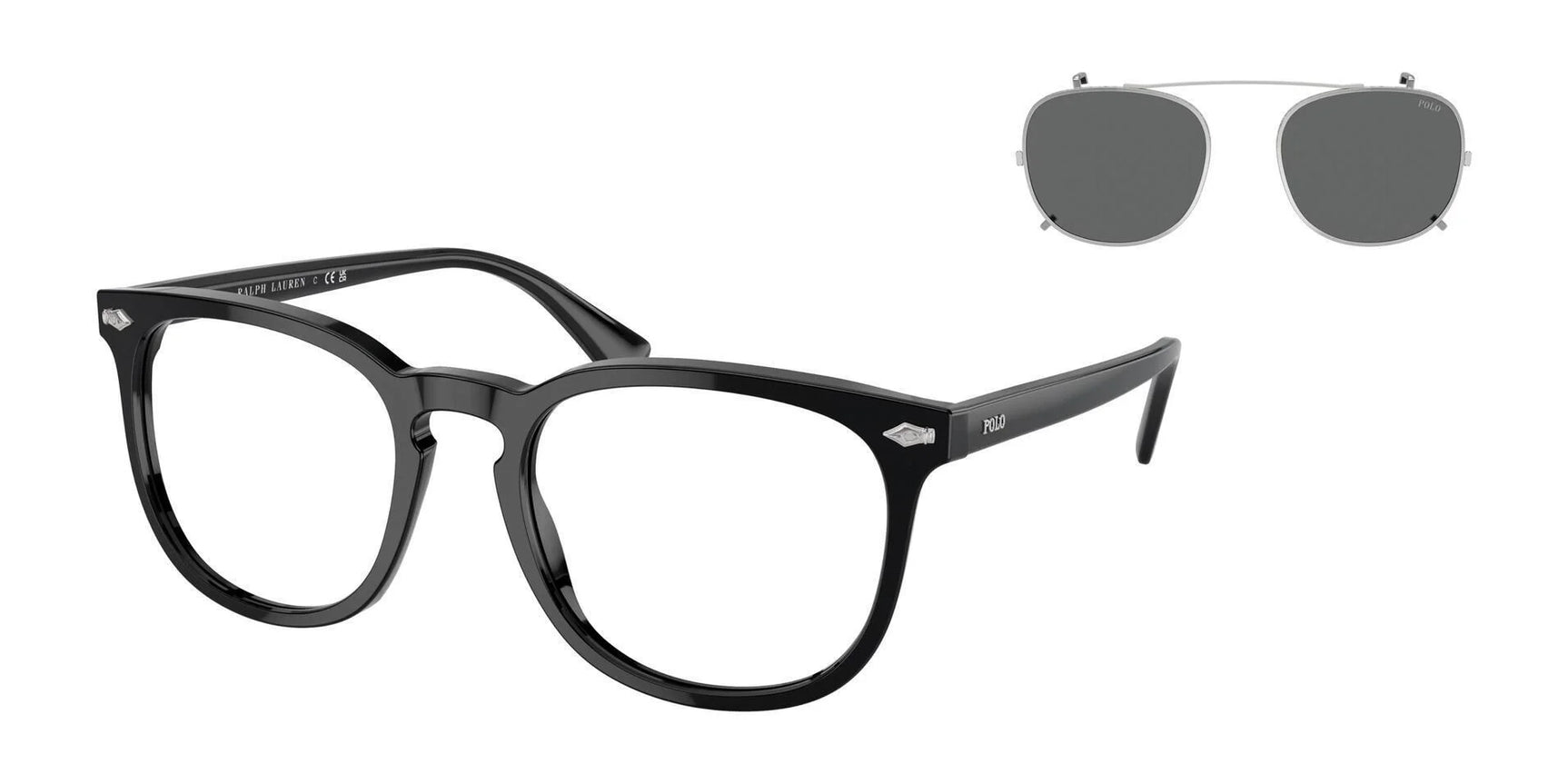 Polo PH4214 Eyeglasses with Sun-clips Shiny Black / Dark Grey