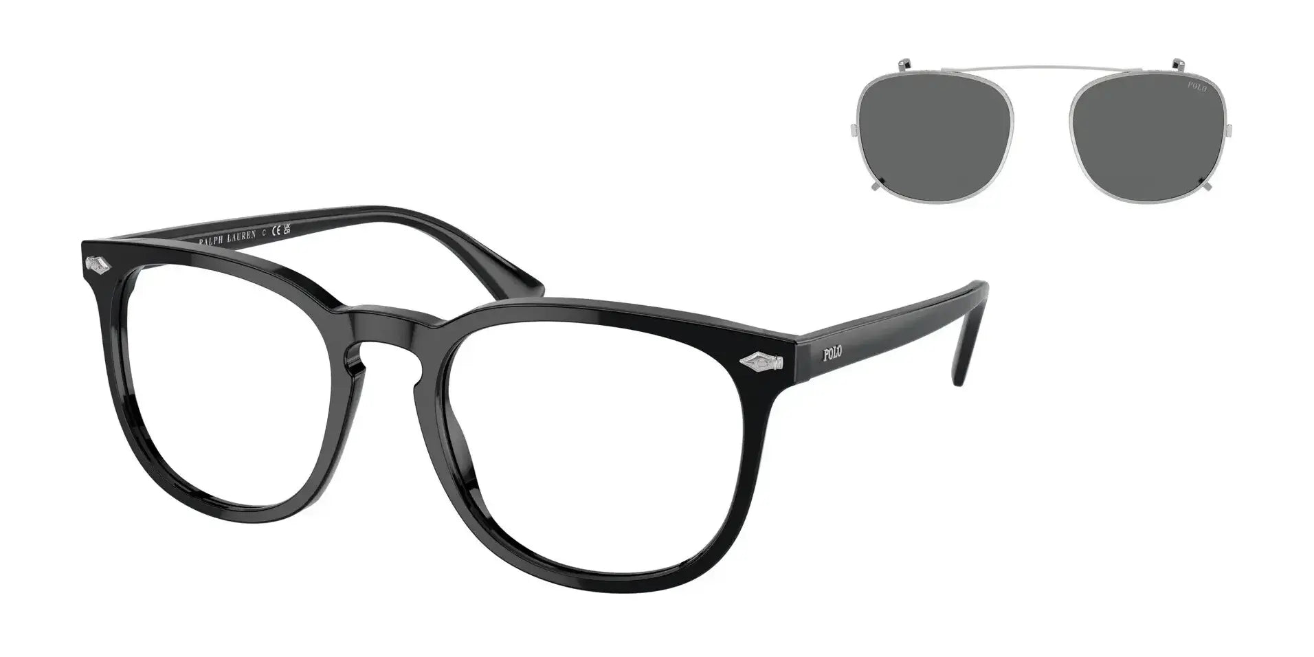 Polo PH4214F Eyeglasses with Sun-clips Shiny Black / Dark Grey