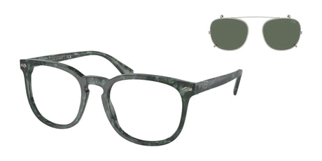 Polo PH4214F Eyeglasses with Sun-clips Shiny Green Havana / Bottle Green