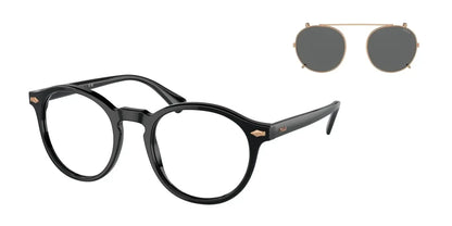 Polo PH4218F Eyeglasses with Sun-clips Shiny Black / Dark Grey