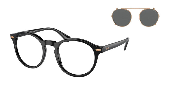 Polo PH4218F Eyeglasses with Sun-clips | Size 51 / Shiny Black / Dark Grey (3N 12.4%) №500187