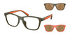 Polo PH4228U Eyeglasses with Sun-clips | Size 55 / Mattee Green Olive / Brown Mirror Bronze (3N 11.7%) №5216F9