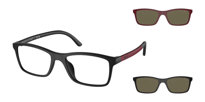 Polo PP9506U Eyeglasses with Sun-clips | Size 49 / Matte Black / Brown (3N 12%) №594480