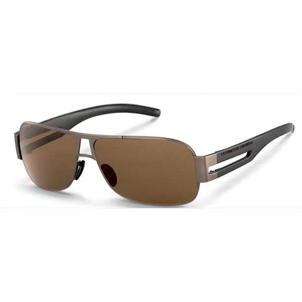 Porsche Design P8459 Sunglasses / Gray Brown Matte / Dark Gray Matte / Brown Polarized / Size M