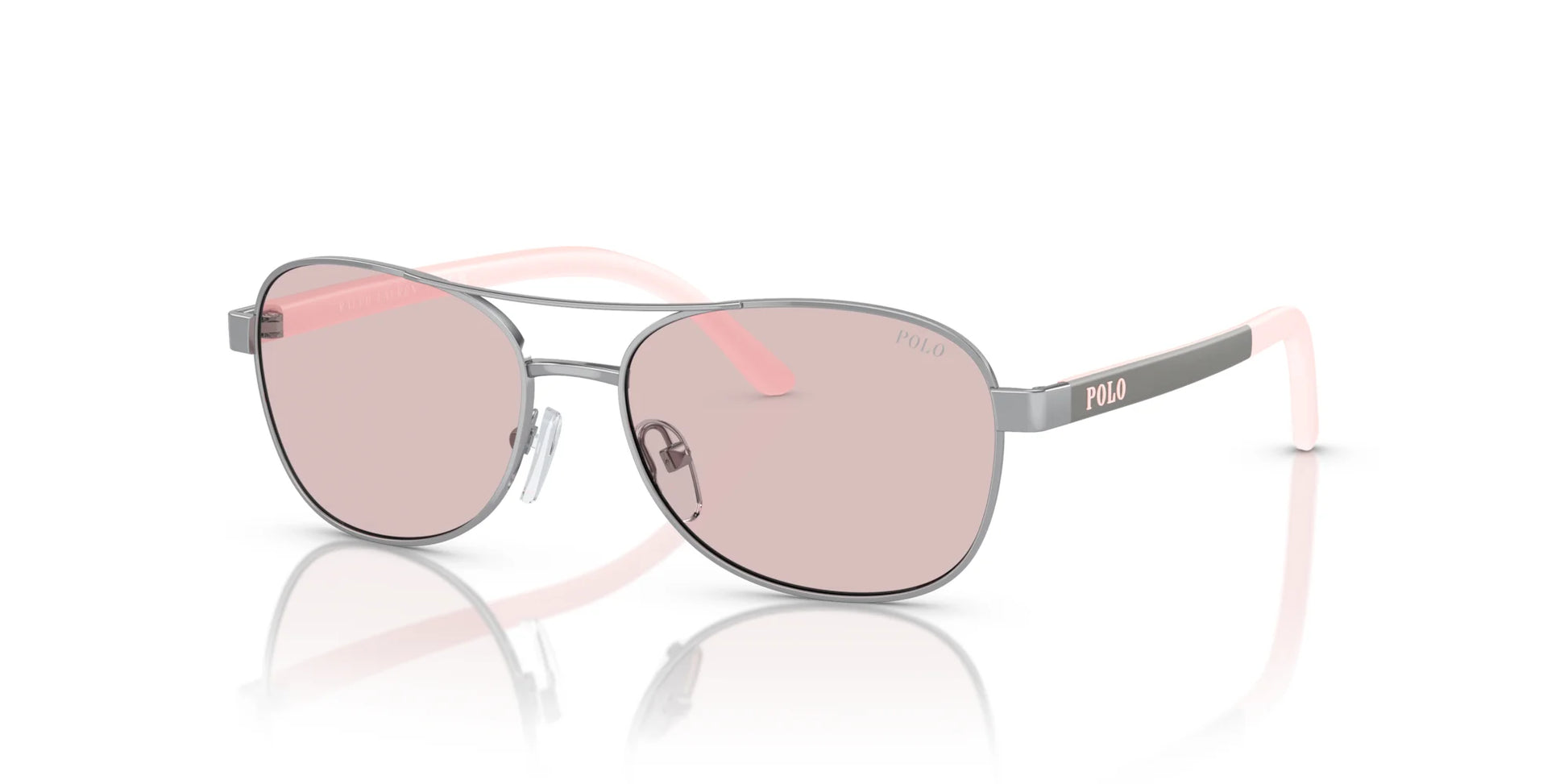 Polo PP9002 Sunglasses Shiny Silver / Pink