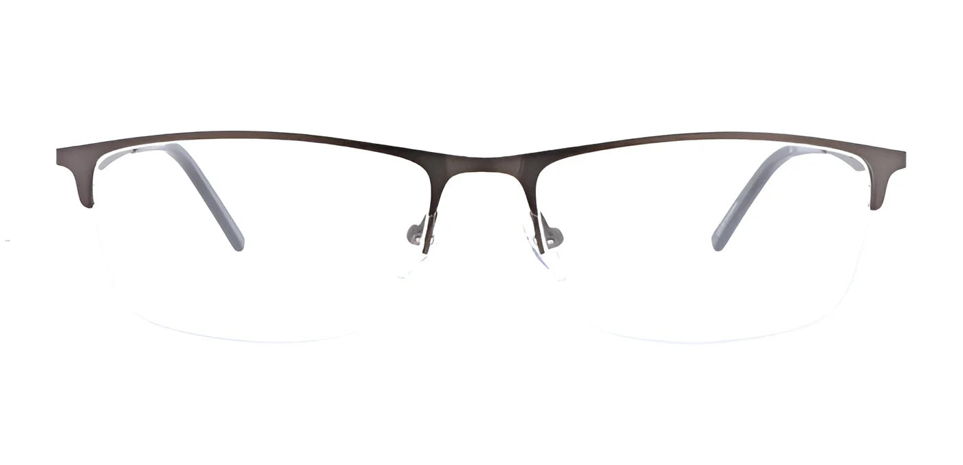 The Preferred Stock BOND Eyeglasses feature a sleek rimless design with a thin brown metal frame, perfectly blending sophistication and style.