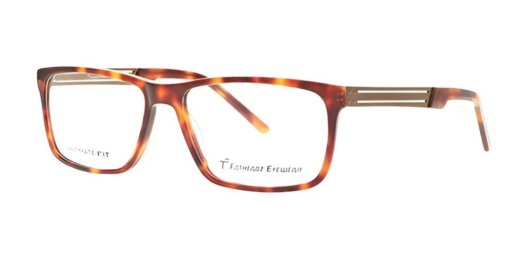 The Preferred Stock MOMENTUM Eyeglasses in size 59 feature a dynamic design with tortoise-shell rectangular frames and metal accents on the temples.