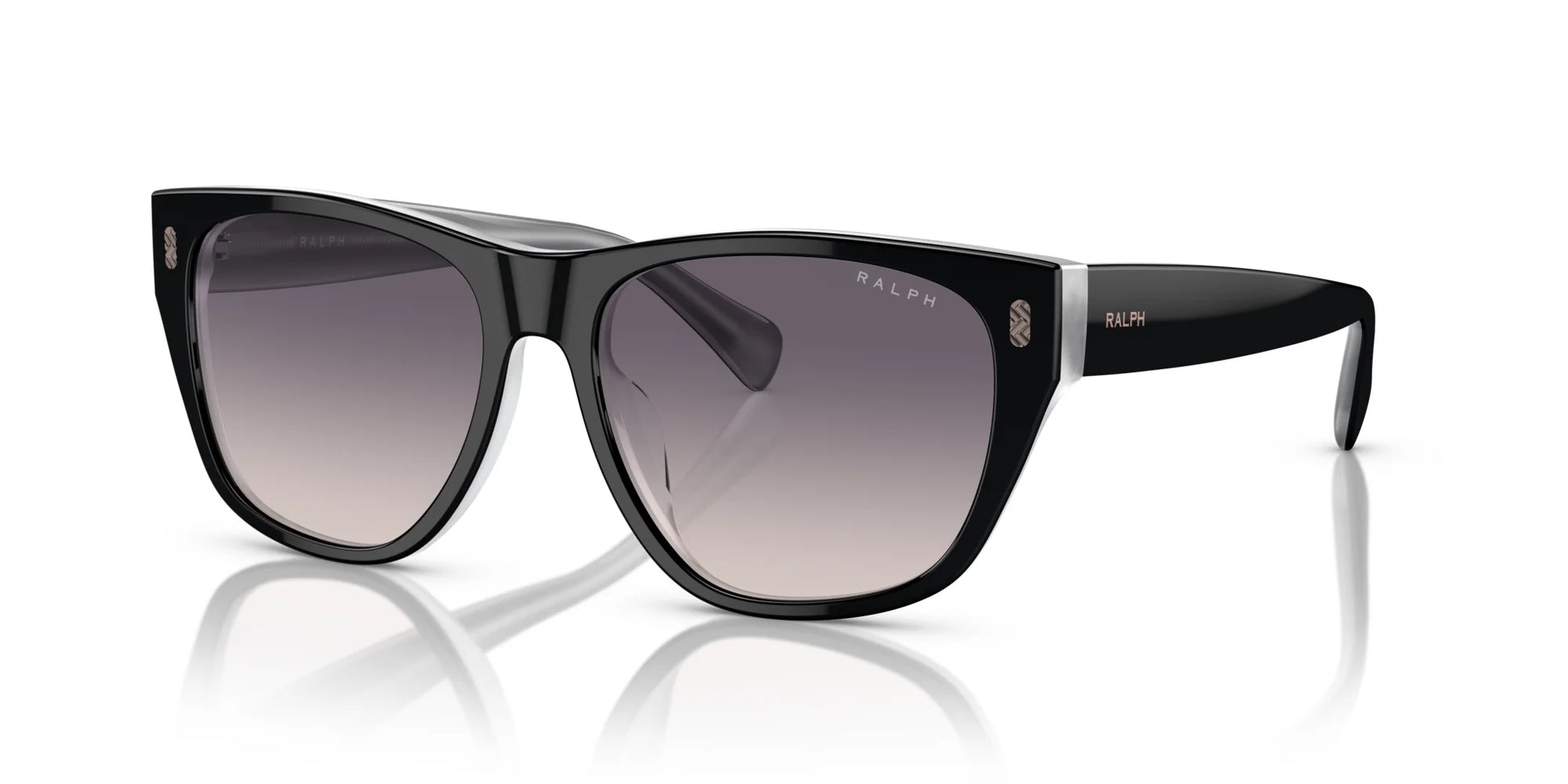 Ralph RA5303U Sunglasses Shiny Black On Opal Grey / Pink Gradient Grey