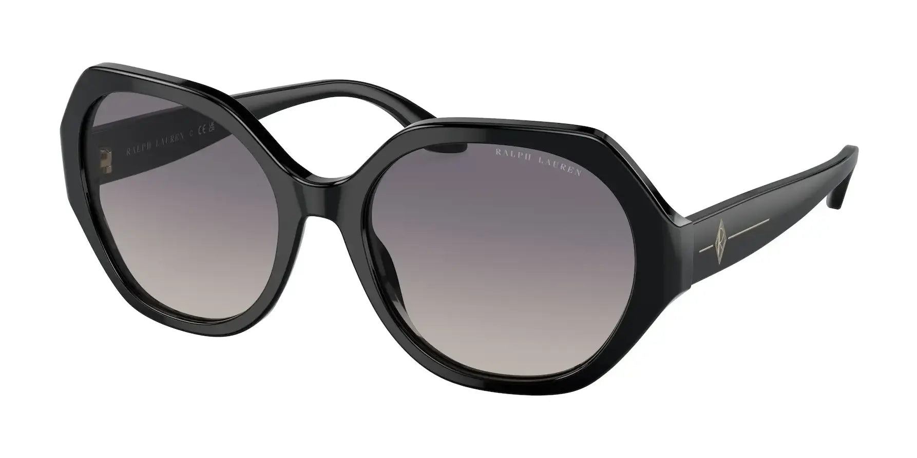 Ralph Lauren RL8208 Sunglasses Shiny Black / Gradient Blue Mirror Silver